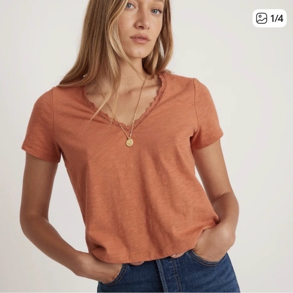 Marine Layer Tops - Marine Layer Rust V-Neck Crop Top